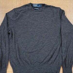 Polo Ralph Lauren Men's Charcoal Crewneck 100% Merino wool Sweater size L